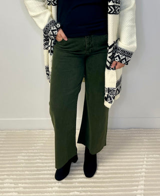 wide leg Kut from the Kloth green denim pant