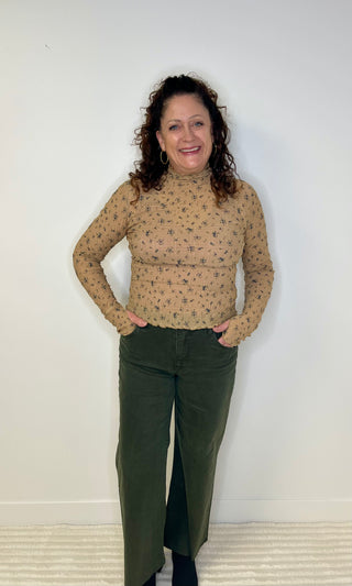 wide leg Kut from the Kloth green denim pant