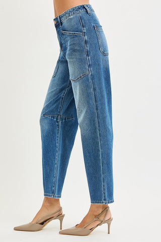 Patch Pocket 4-Way Stretch Barrel Jeans