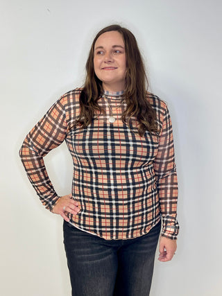 Keigan Mesh Top - Nora Plaid