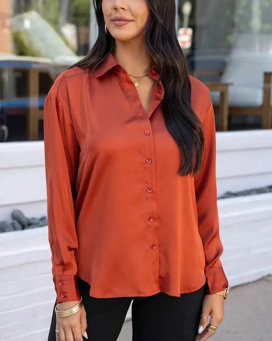 Satin Rust Button Down