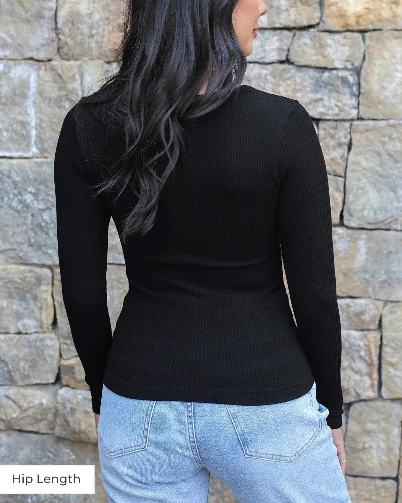 Hip Length Long Sleeve Brami - Black