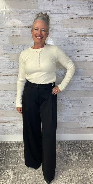 Ab Solution Pleated Wide Leg Trouser - Shop Hidden Treasure Boutique