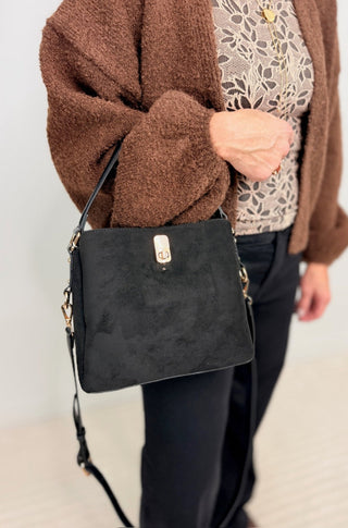 Allison Faux Suede Satchel - Shop Hidden Treasure Boutique