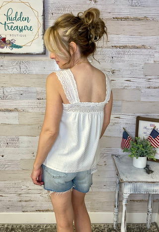 Amanda Knit Lace Tank - Shop Hidden Treasure Boutique
