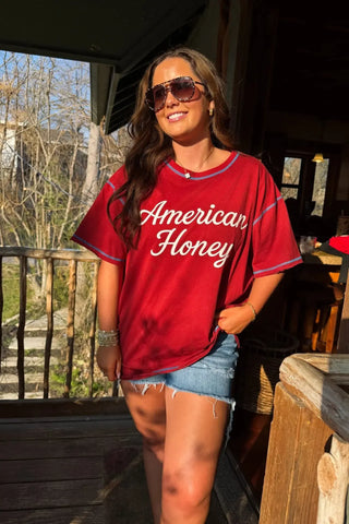 American Honey Oversized Tee - Shop Hidden Treasure Boutique