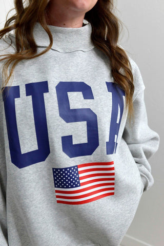 America/USA Mock Neck Sweatshirt - Shop Hidden Treasure Boutique