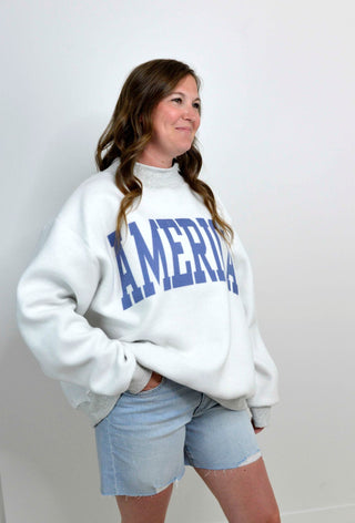 America/USA Mock Neck Sweatshirt - Shop Hidden Treasure Boutique