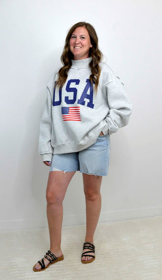 America/USA Mock Neck Sweatshirt - Shop Hidden Treasure Boutique