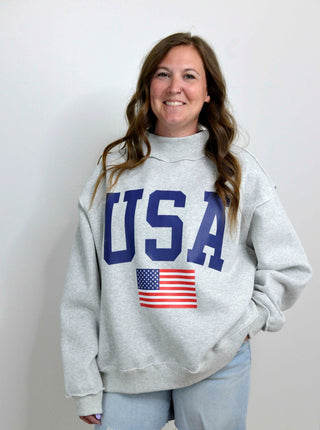America/USA Mock Neck Sweatshirt - Shop Hidden Treasure Boutique