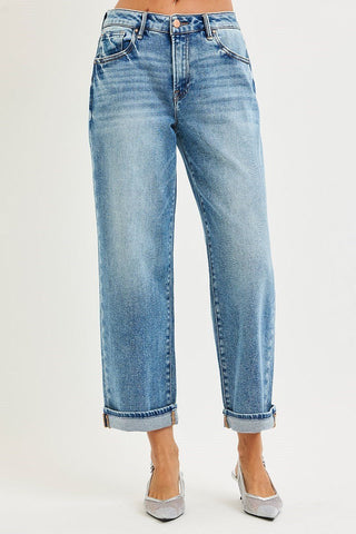 Ankle Boyfriend Cuffed Jeans - Shop Hidden Treasure Boutique