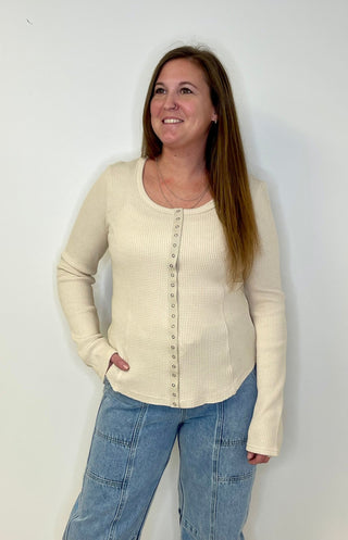 Anna Thermal Top - Oatmeal - Shop Hidden Treasure Boutique
