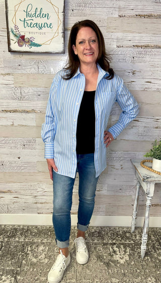 Autumn Top - Light Blue - Shop Hidden Treasure Boutique