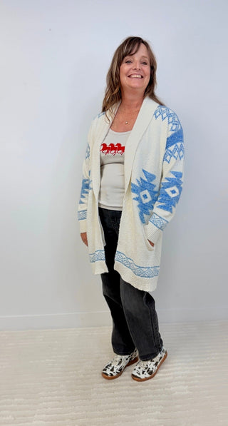Aztec Shawl Collar Cardigan - Shop Hidden Treasure Boutique