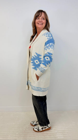 Aztec Shawl Collar Cardigan - Shop Hidden Treasure Boutique