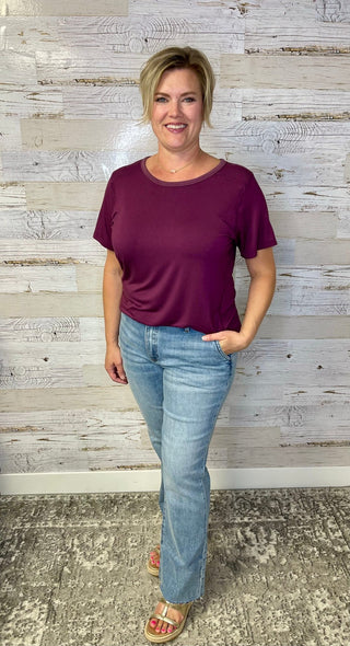 Basic Crew neck Tee - Fig - Shop Hidden Treasure Boutique