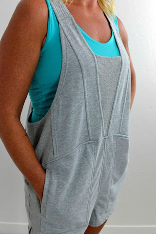 Beach Please Romper - Heather Grey - Shop Hidden Treasure Boutique