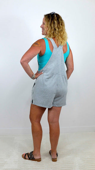 Beach Please Romper - Heather Grey - Shop Hidden Treasure Boutique