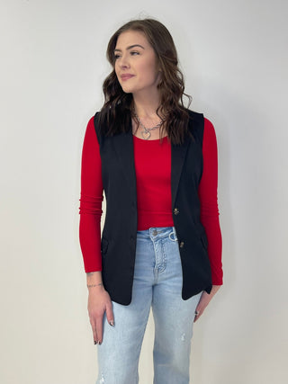 Belted Black Button Vest - Shop Hidden Treasure Boutique