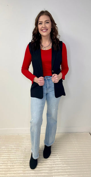 Belted Black Button Vest - Shop Hidden Treasure Boutique