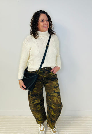 Bex Camo Barrel Jeans - Shop Hidden Treasure Boutique