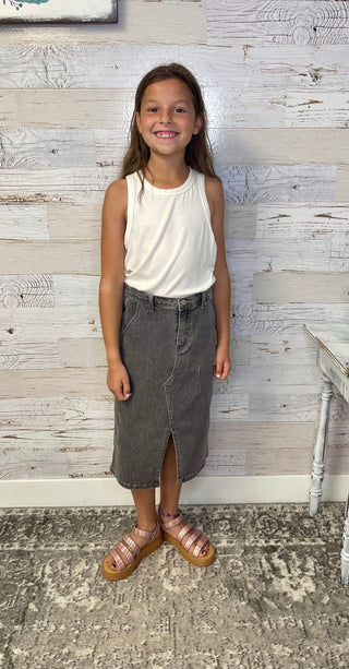 Black Denim Girls Skirt - Shop Hidden Treasure Boutique