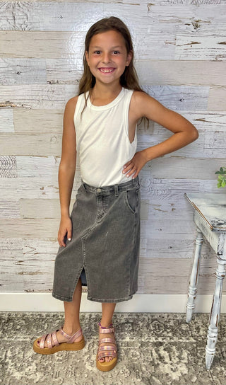 Black Denim Girls Skirt - Shop Hidden Treasure Boutique