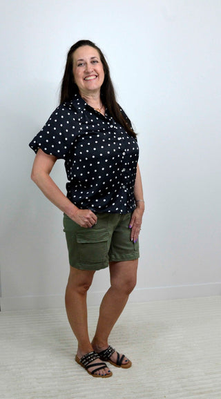 Black Polka Dot Blouse - Shop Hidden Treasure Boutique