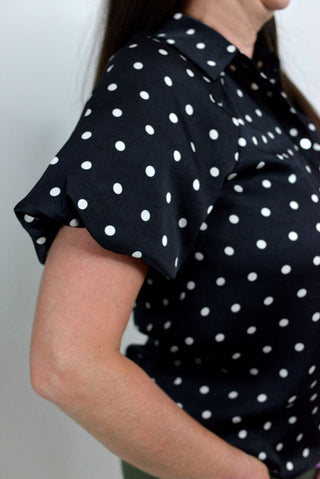 Black Polka Dot Blouse - Shop Hidden Treasure Boutique