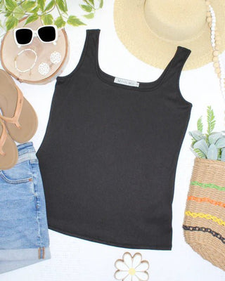 Black Ribbed Tank - Shop Hidden Treasure Boutique