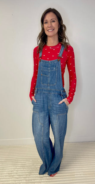 Blair Long Sleeve Top - Sweetheart Red - Shop Hidden Treasure Boutique