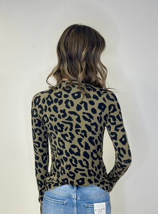 Blair Olive Animal Print Top - Shop Hidden Treasure Boutique