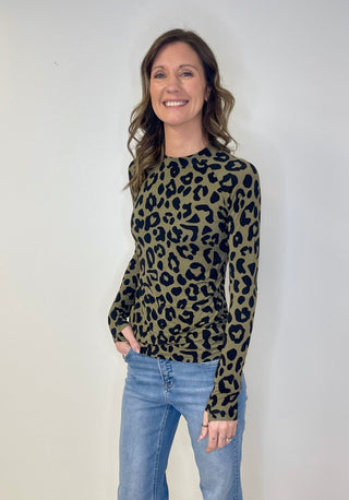 Blair Olive Animal Print Top - Shop Hidden Treasure Boutique