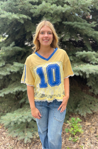 Bleacher Babe Lace Jersey - Shop Hidden Treasure Boutique