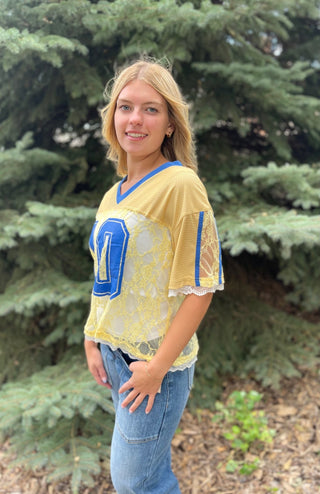 Bleacher Babe Lace Jersey - Shop Hidden Treasure Boutique