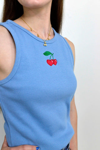 Blue Cherry Tank Top - Shop Hidden Treasure Boutique