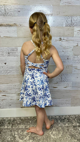 Blue Coquette Athletic Girls Dress - Shop Hidden Treasure Boutique
