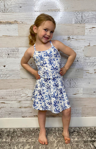 Blue Coquette Athletic Girls Dress - Shop Hidden Treasure Boutique