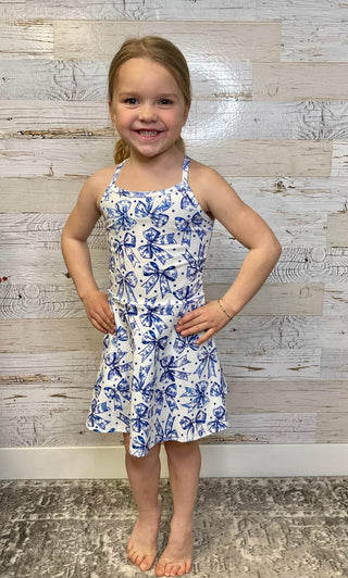 Blue Coquette Athletic Girls Dress - Shop Hidden Treasure Boutique
