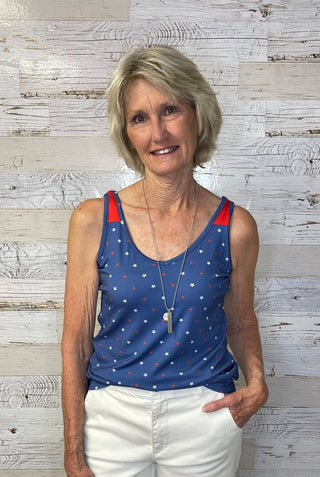 Blue Freedom Stars Tank - Shop Hidden Treasure Boutique