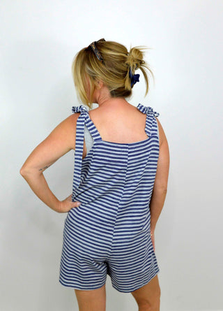 Blue Sunny Stripe Romper - Shop Hidden Treasure Boutique
