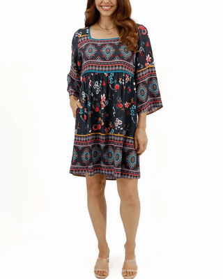 Boho Border Print Dress - Shop Hidden Treasure Boutique