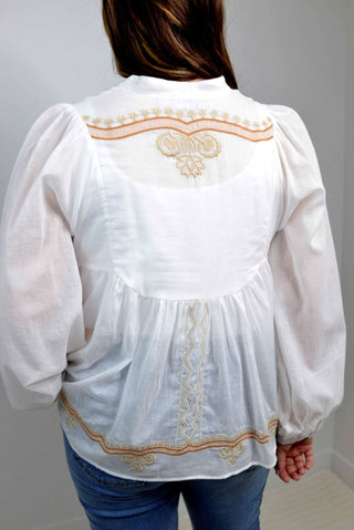 Boho Embroidered Peasant Blouse - Shop Hidden Treasure Boutique