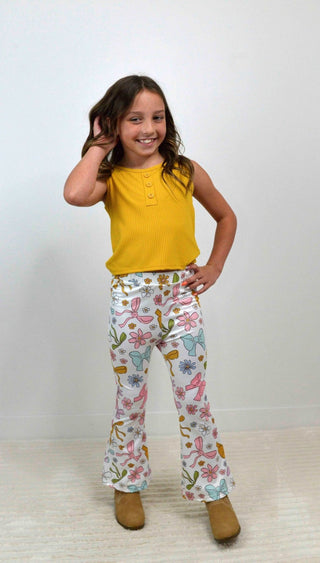 Bow Floral Print Flare Pant Set - Shop Hidden Treasure Boutique