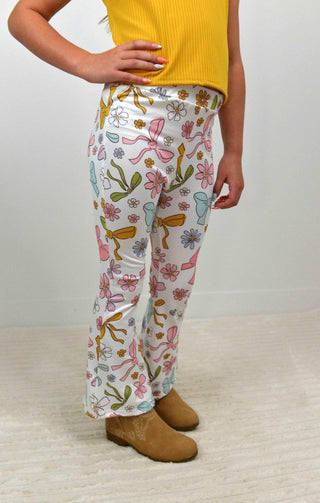 Bow Floral Print Flare Pant Set - Shop Hidden Treasure Boutique