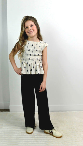 Bow Smocked Ruffle Top - Shop Hidden Treasure Boutique