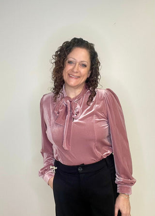 Bow Tie Neck Velvet Top - Shop Hidden Treasure Boutique