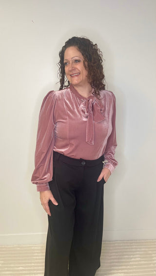 Bow Tie Neck Velvet Top - Shop Hidden Treasure Boutique