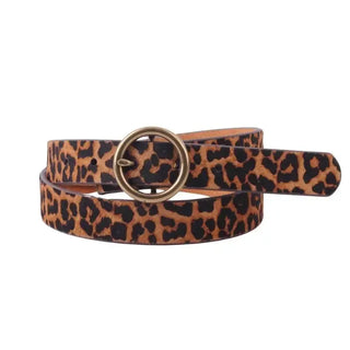 Brass Circle Leopard Leather Belt - Shop Hidden Treasure Boutique