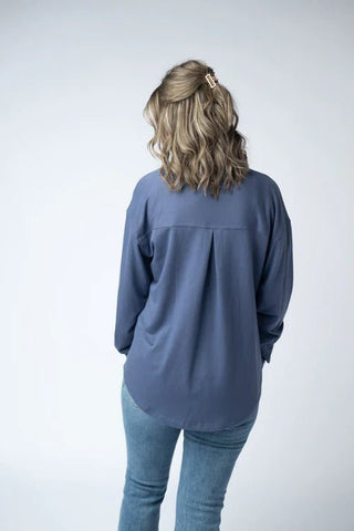 Brenna Button Down - Denim - Shop Hidden Treasure Boutique